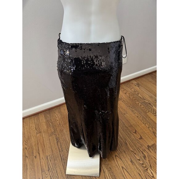 KHAITE Levine Sequin High Waisted Midi Skirt Black Size 2 - Picture 6 of 7